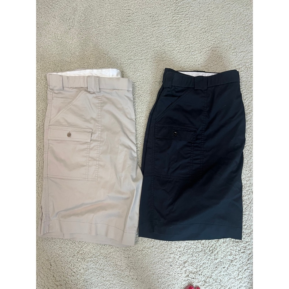 Lot 2 Sportif USA Mens Size 46 Stretch Cargo Shorts Black Khaki Hiking (IN#44)